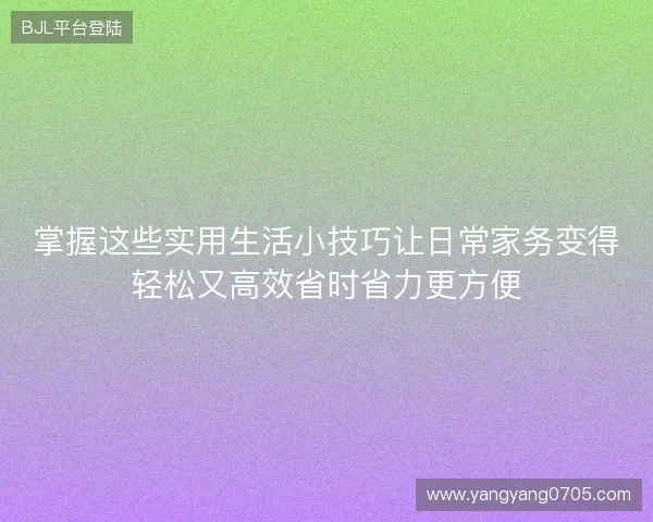 掌握这些实用生活小技巧让日常家务变得轻松又高效省时省力更方便